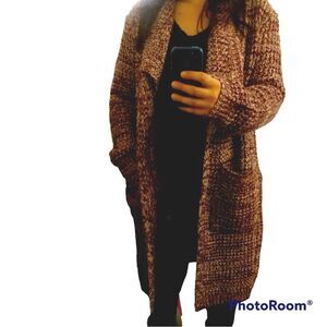 NWOT Skies are Blue Bradi Open Cardigan burgundy pockets women’s size medium